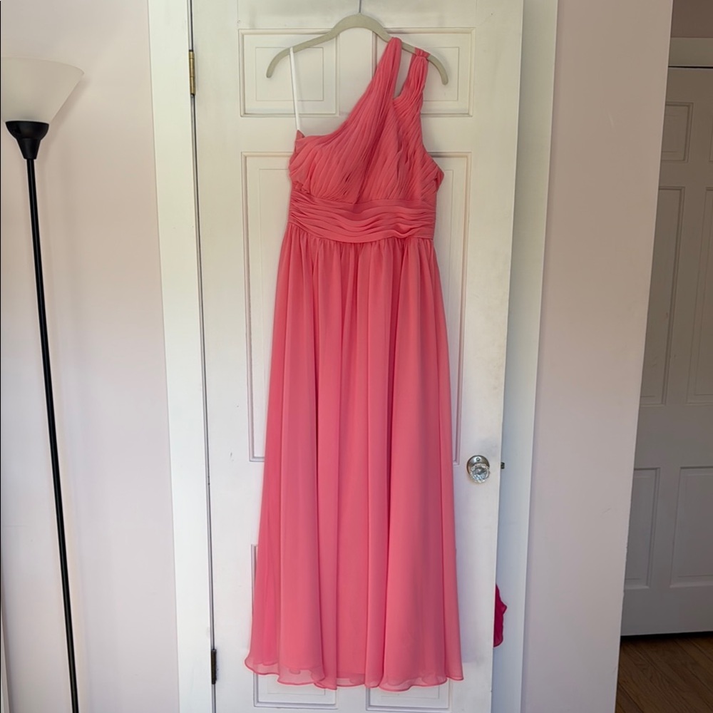 Pink Asymmetrical Ruched Prom Dress - Picture 2 of 4